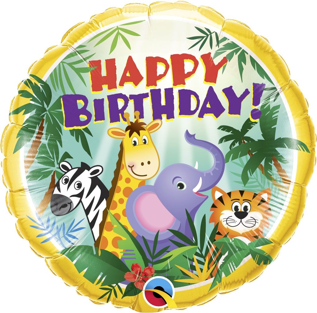 18" RND 01CT BDAY JUNGLE FRIENDS