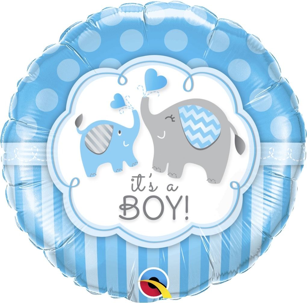 18" RND 01CT IT'S A BOY ELEPHANTS