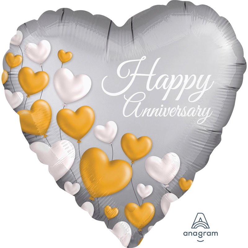 Anagram 18" HRT Happy Anniversary Heart Balloons