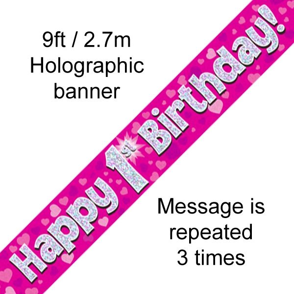 Oaktree 1st Birthday Pink Banner 2.7m