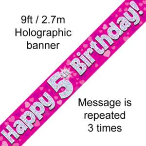 Oaktree 5th Birthday Banner Pink 2.7m