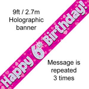 Oaktree Age 6 Pink Banner 2.7m
