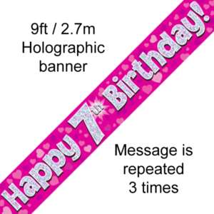 Oaktree 7th Birthday Pink Banner 2.7m
