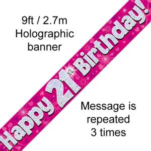 Oaktree Age 21 Birthday Pink Banner 2.7m