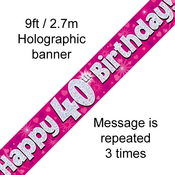 Oaktree Age 40 Pink Banner 2.7m