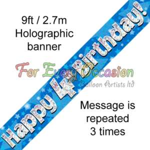 Oaktree Age 4 Blue Birthday Banner 2.7m