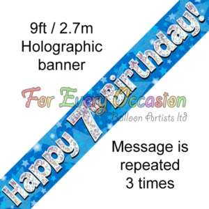 Oaktree Age 7 Birthday Blue Banner 2.7m