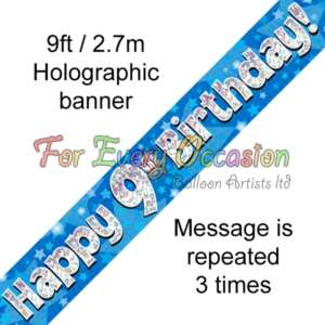 Oaktree 9th Birthday Banner Blue 2.7m