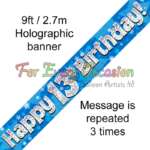 Oaktree 13th Birthday Banner Blue 2.7m