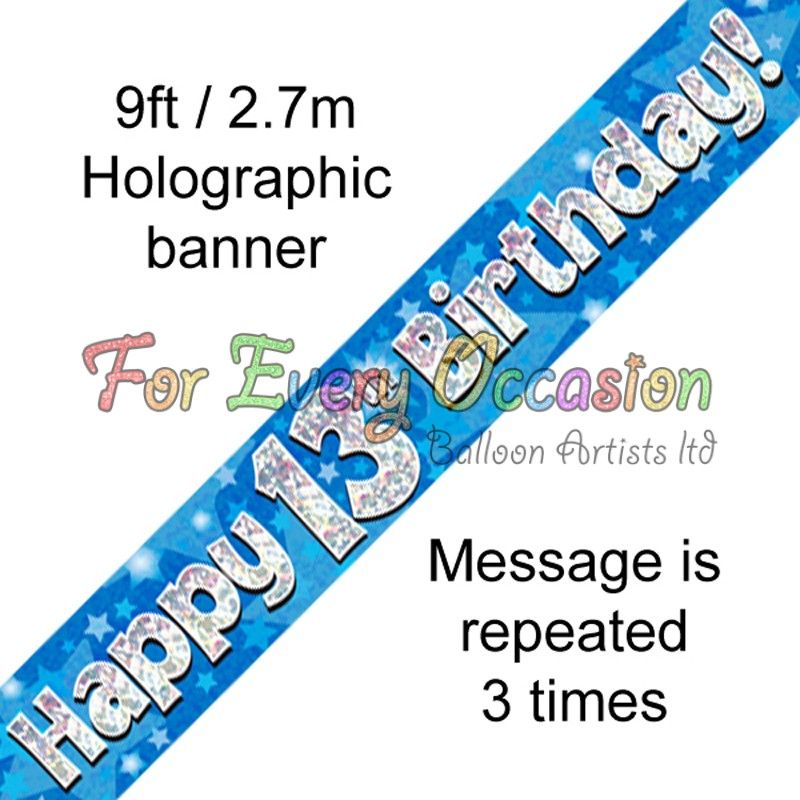 Oaktree 13th Birthday Banner Blue 2.7m