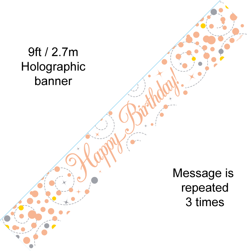 Oaktree Birthday Rose Gold Fizz Banner 2.7m
