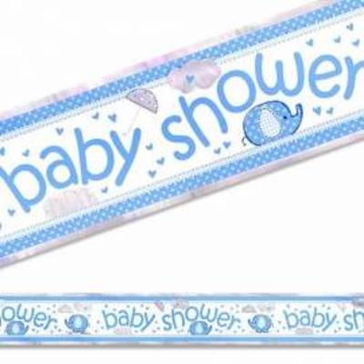 Unique Umbrellphant Blue Baby Shower Banner 3.6m