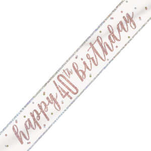 Unique Age 40 Rose Gold Glitz Banner