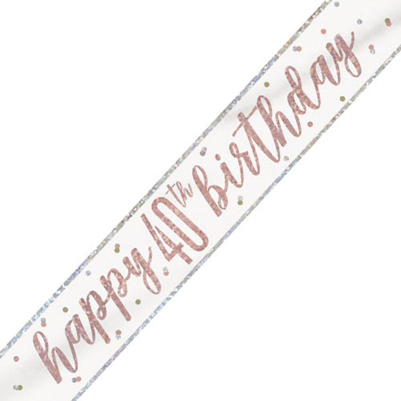 Unique Age 40 Rose Gold Glitz Banner