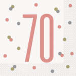 Unique Age 70 Rose Gold Glitz Napkins 16ct