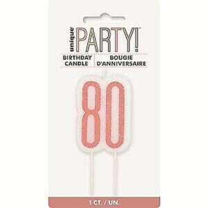 Unique Age 80 Rose Gold Candle