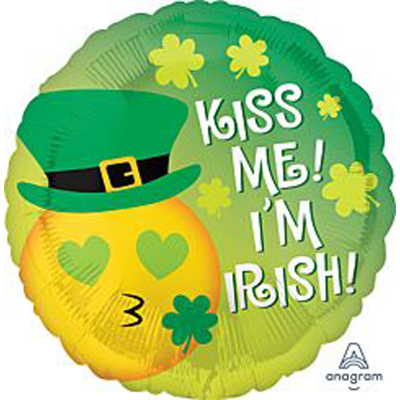 Anagram 18" RND Kiss I'm Irish Emoji