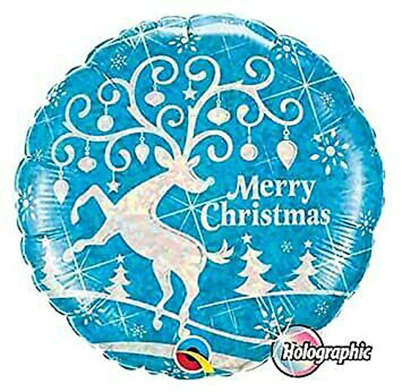 18" RND HOLOGRPH 01CT DECORATED REINDEER
