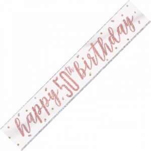 Unique Age 50 Rose Gold Glitz Banner 2.74m