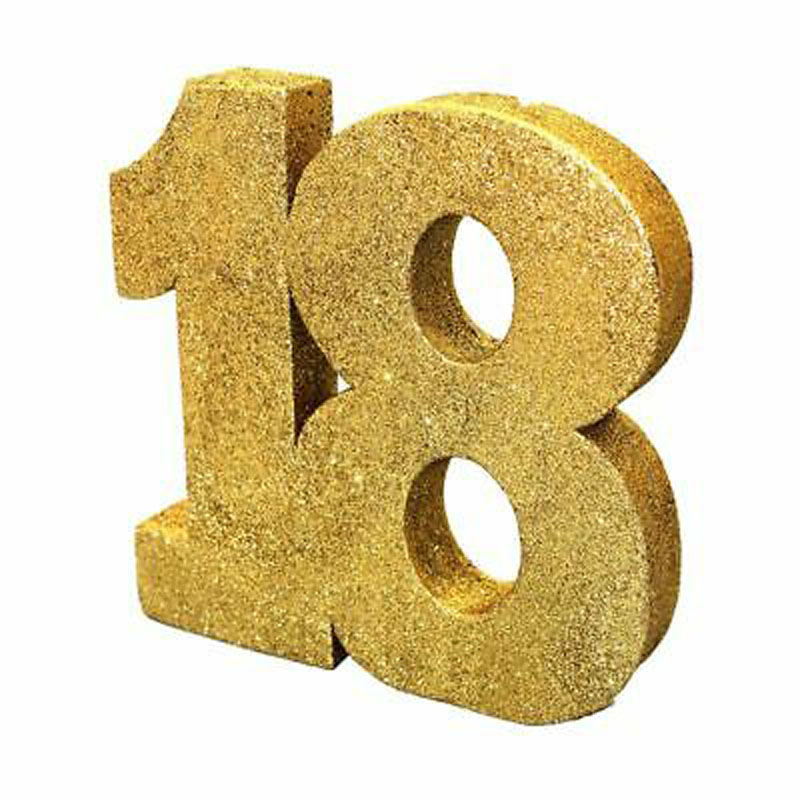 Age 18 Gold Glitter Table Decoration