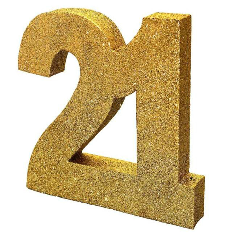 Age 21 Gold Glitter Table Decoration