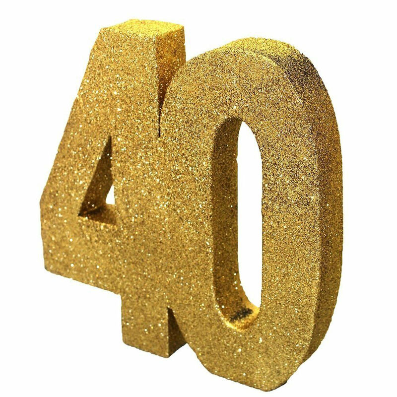 Age 40 Gold Glitter Table Decoration