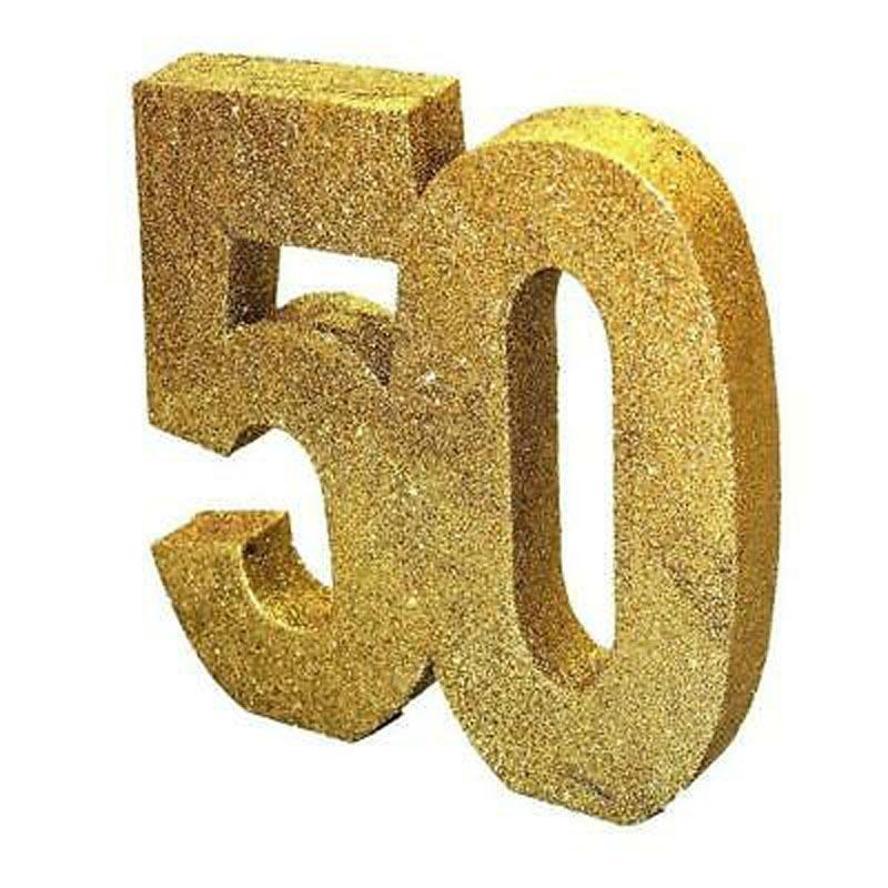 Age 50 Gold Glitter Table Decoration