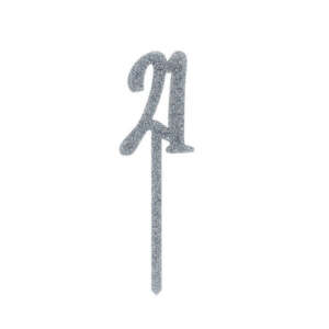Hootballoo Age 21 Silver Acrylic Cake Topper