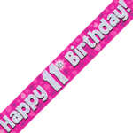 Oaktree Age 11 Birthday Pink Banner 2.7m
