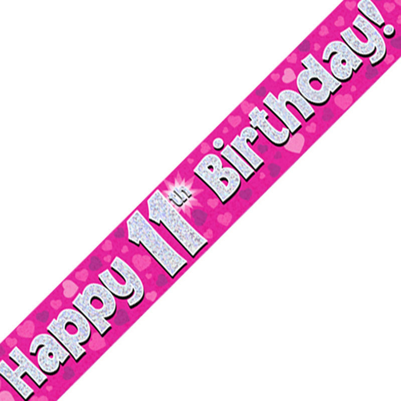 Oaktree Age 11 Birthday Pink Banner 2.7m