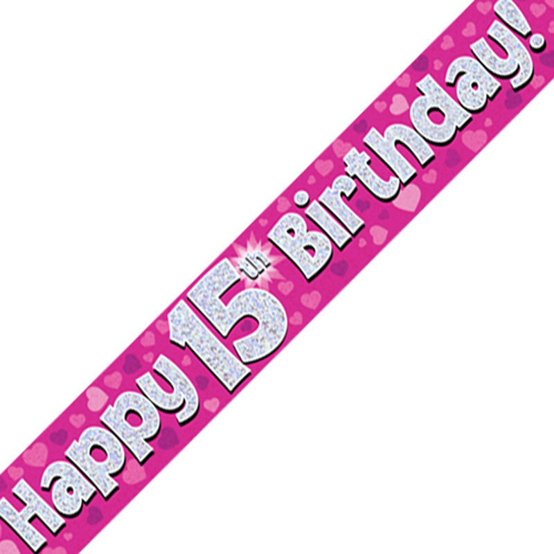 Oaktree Age 15 Birthday Pink Banner 2.7m