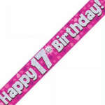 Oaktree Age 17 Pink Birthday Banner 2.7m