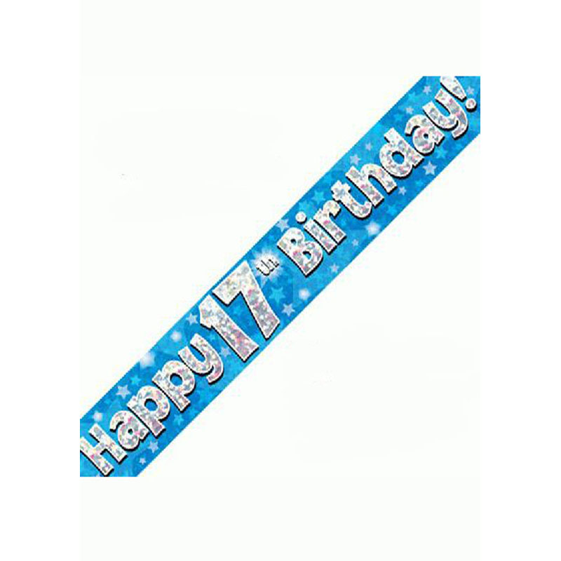 Oaktree Age 17 Blue Birthday Banner 2.7m