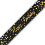 Oaktree Birthday Black Gold Fizz Banner 2.7m