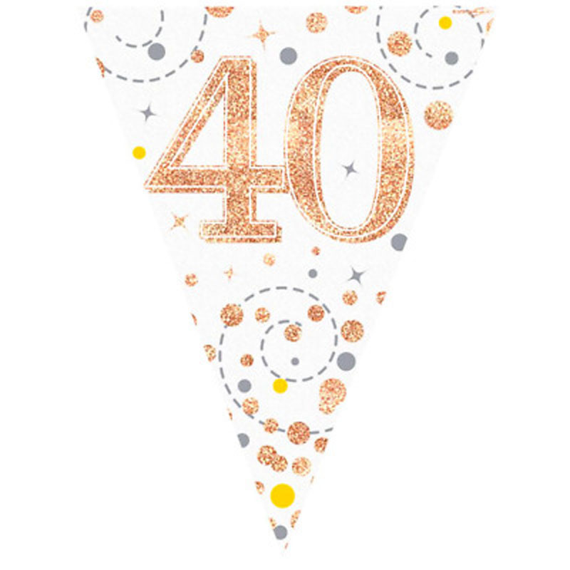 Oaktree Age 40 Rose Gold Fizz Bunting 3.9m