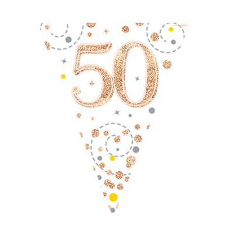 Oaktree Age 50 Rose Gold Fizz Bunting 3.9m