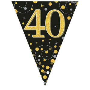 Oaktree 40th Black Gold Fizz Bunting 3.9m