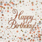 Oaktree Rose Gold Fizz Birthday Napkins 16ct