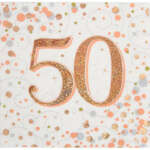 Oaktree Age 50 Rose Gold Fizz Napkins 16ct