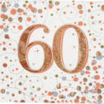 Oaktree Age 60 Rose Gold Fizz Napkins 16ct