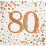 Oaktree Age 80 Rose Gold Fizz Napkins 16ct