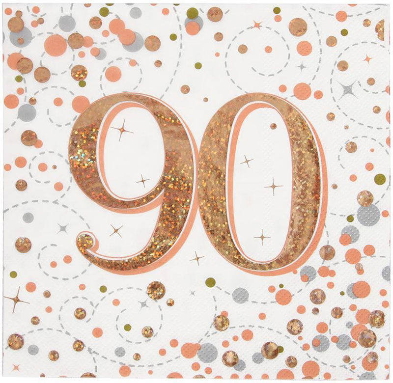 Oaktree Age 90 Rose Gold Fizz Napkins 16ct