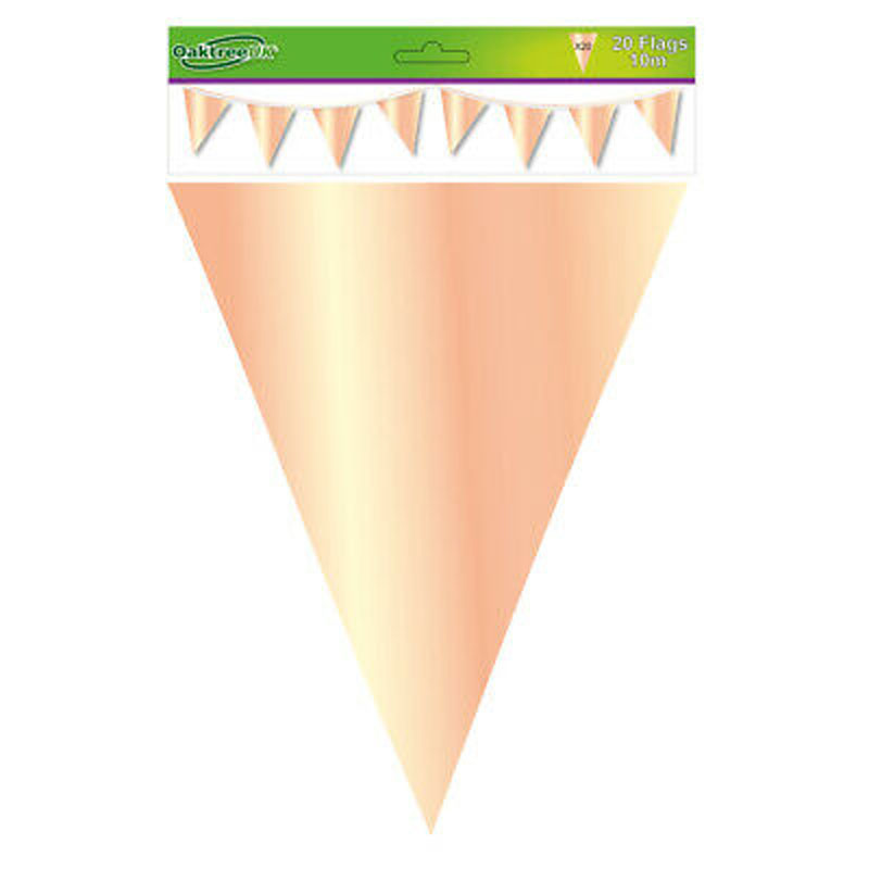 Oaktree Metallic Rose Gold Bunting 10m 20 Flags