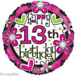 Single 18" 13th Birthday Foil Balloons (Various Designs)