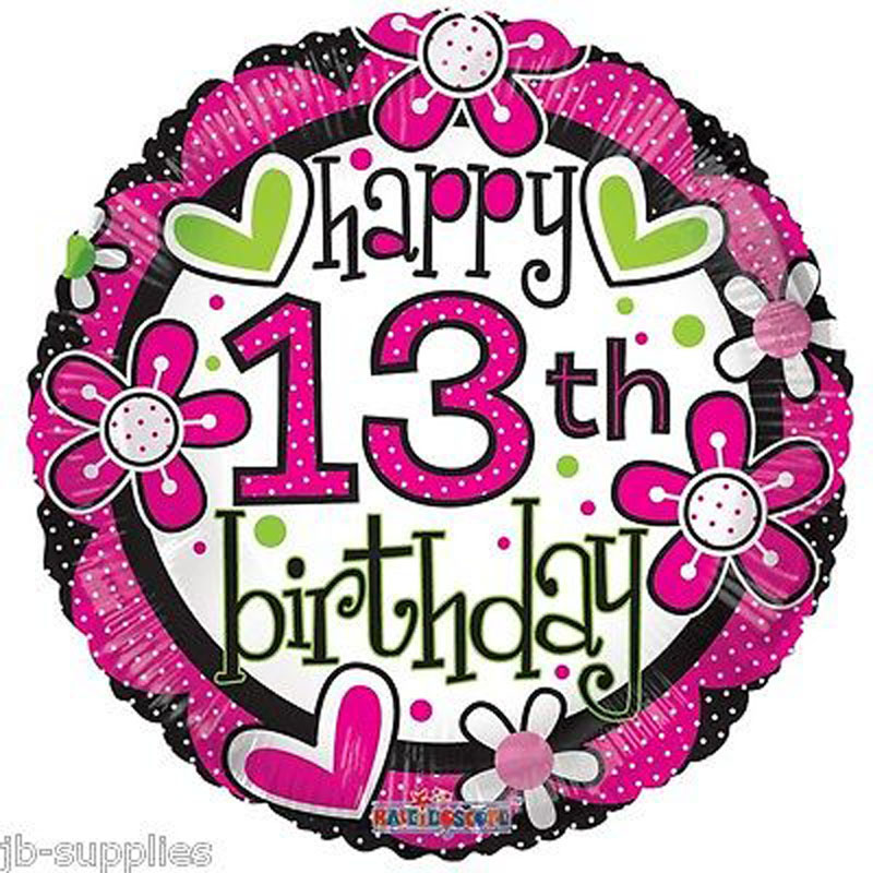Single 18" 13th Birthday Foil Balloons (Various Designs)