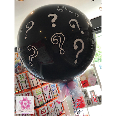 3FT Onyx Black Question Marks Gender Reveal Balloon
