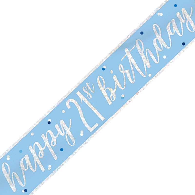 Unique Age 21 Blue Glitz Banner 2.74m
