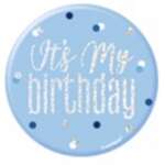 Unique Blue Glitz Happy Birthday Medium Badge
