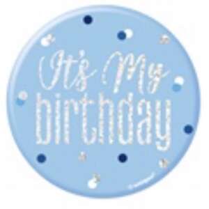 Unique Blue Glitz Happy Birthday Medium Badge