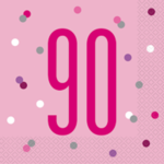 Unique Age 90 Pink Glitz Napkins 16ct